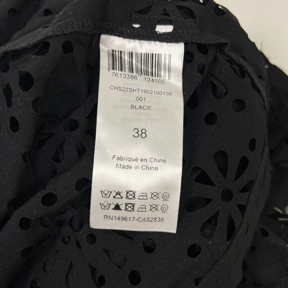 $428 NWOT See by Chloé Eyelet Top Lasercut Perforated Blouse Size 38 Black - Picture 10 of 14